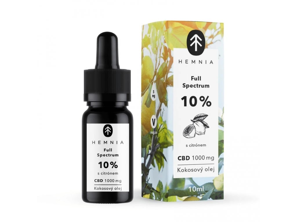 Hemnia Teljes Spektrumú CBD MCT Kókuszolaj 10%, 1000 mg, 10 ml, citrom