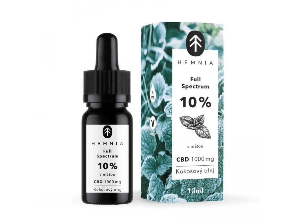 Hemnia Full Spectrum CBD MCT kókuszolaj 10%, 1000 mg, 10 ml, menta